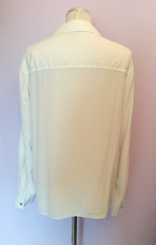 JAEGER WHITE SILK LONG SLEEVE BLOUSE SIZE 14 - Whispers Dress Agency - Womens Shirts & Blouses - 2