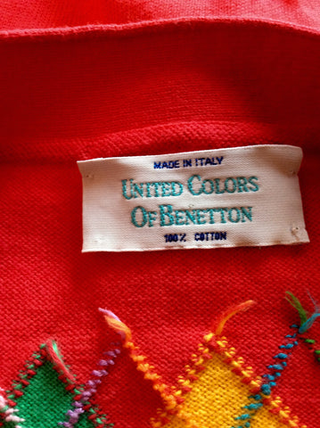 Vintage United Colours Of Benetton Coral Argyll Design Cardigan & Skirt Suit Size S - Whispers Dress Agency - Sold - 4