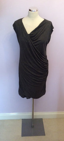 PHASE EIGHT DARK GREY STRETCH JERSEY DRAPED DRESS SIZE 14 - Whispers Dress Agency - Womens Dresses - 1