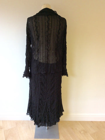 GERRY WEBER BLACK SEQUINNED CRINKLE BLOUSE & SKIRT SIZE 16 - Whispers Dress Agency - Womens Suits & Tailoring - 5