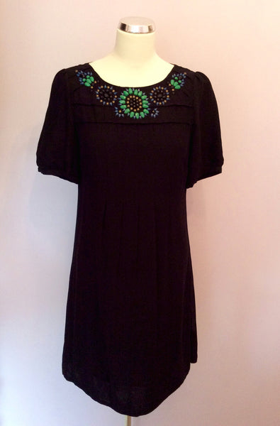Monsoon Black Beaded Neckline Dress Size 12 - Whispers Dress Agency - Sold - 1