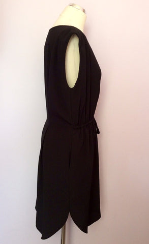 Reiss Black Rio Crepe Draped Shift Dress Size 12 - Whispers Dress Agency - Sold - 4