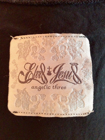 Elvis Jesus Black & Charcoal Print Beaded Racer Back Size 3 UK 12/14 - Whispers Dress Agency - Womens T-Shirts & Vests - 5