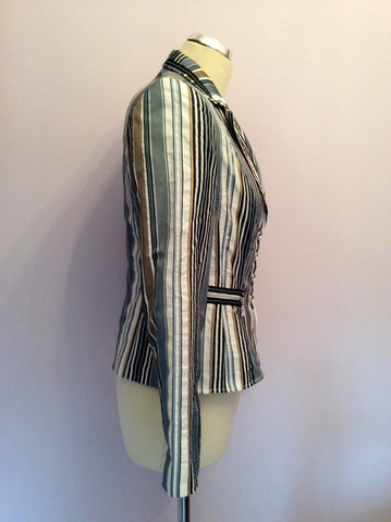 Gerry Weber Blue, White & Gold Striped Jacket Size 10 - Whispers Dress Agency - Sold - 2