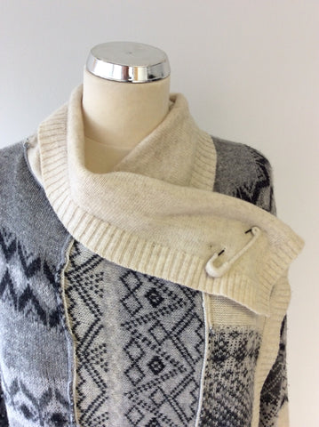 MEXX GREY & CREAM DESIGN WOOL LONG CARDIGAN SIZE XL - Whispers Dress Agency - Womens Knitwear - 2