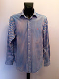 Ralph Lauren Polo Blue, Pink & White Stripe Shirt Size XXL - Whispers Dress Agency - Sold - 1