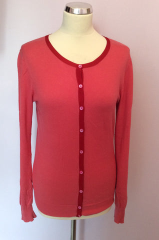 Ted Baker Pink & Red Trim Cardigan Size 4 UK 14 - Whispers Dress Agency - Womens Knitwear - 1