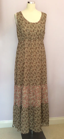 Marks & Spencer Autograph Neutral Paisley Print Maxi Dress Size 14 - Whispers Dress Agency - Sold - 1