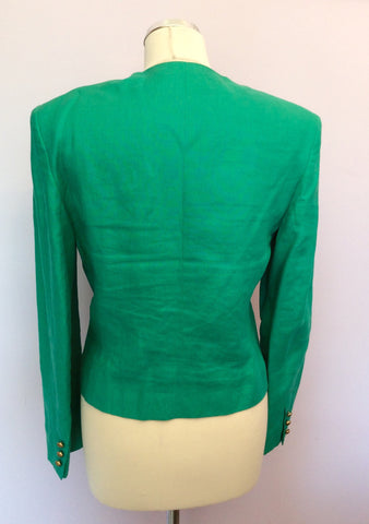 Vintage Jaeger Green Linen Box Jacket Size 10 - Whispers Dress Agency - Womens Vintage - 3
