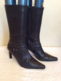 Moda In Pelle Black Leather Calf Length Boots Size 4/37 - Whispers Dress Agency - Womens Boots - 2