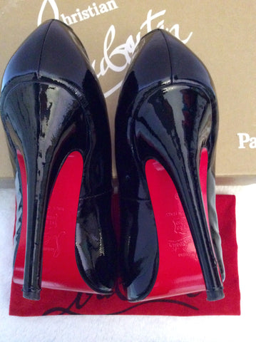Christian Louboutin Black Patent Leather Peeptoe Heels Size 6/39 - Whispers Dress Agency - Sold - 5