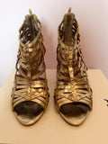 Aldo 'Surran' Gold Strappy Leather Peeptoe Heels Size 7/40 - Whispers Dress Agency - Sold - 2