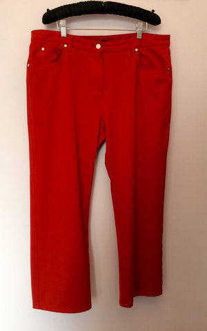 Jaeger Red Cotton Trousers Size 16 - Whispers Dress Agency - Sold - 2