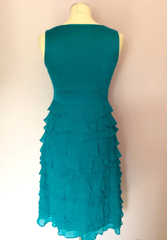 MONSOON TURQOUISE SILK TIERED FRILL SKIRT DRESS SIZE 8 - Whispers Dress Agency - Womens Dresses - 2