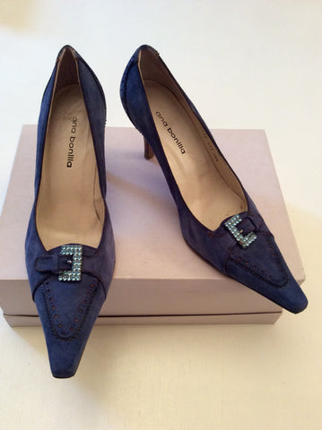 ANA BONILLA BLUE SUEDE HEELS SIZE 5.5/38.5 - Whispers Dress Agency - Womens Heels - 1