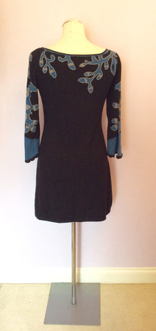 Temperley Black & Blue/Grey Trim Merino Wool & Cashmere Dress Size M - Whispers Dress Agency - Womens Dresses - 4