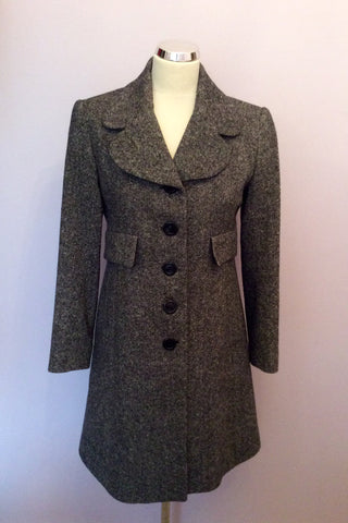 Hobbs Black & White Fleck Wool Blend Coat Size 10 - Whispers Dress Agency - Sold - 1