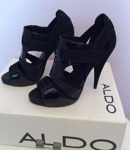 Brand New Aldo Black Suede & Patent Leather Peeptoe Heels Size 4/37 - Whispers Dress Agency - Sold - 3