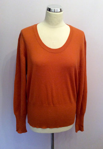 Edina Ronay Deep Orange Merino Wool Scoop Neck Jumper Size XL - Whispers Dress Agency - Sold - 1