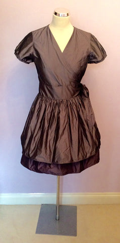 Cabbages & Roses Brown Taffeta Wrap Dress Size M - Whispers Dress Agency - Womens Dresses - 1