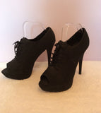 Carvela Black Suede Lace Up Peeptoe Heels Size 7/41 - Whispers Dress Agency - Womens Heels - 3