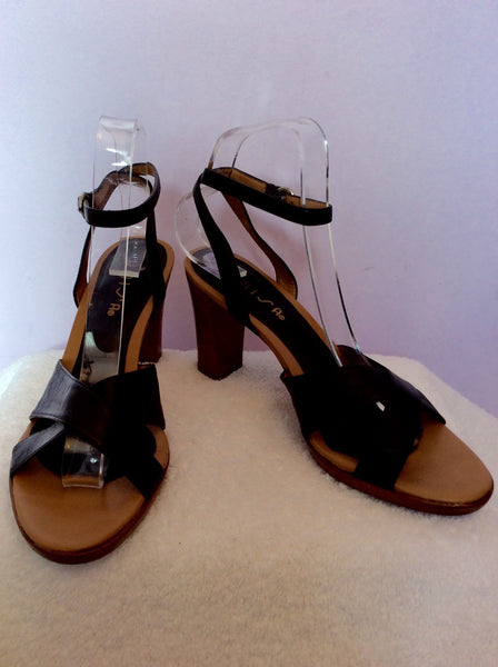 Unisa Dark Brown Leather Heeled Sandals Size 6/39 - Whispers Dress Agency - Womens Sandals - 1