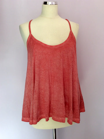 All Saints 'Dano' Coral Pink Sand Blasted Vest Top Size 10 - Whispers Dress Agency - Womens Tops - 1