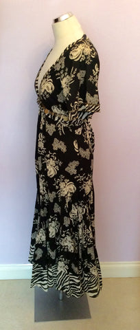 WHISTLES BLACK & WHITE FLORAL PRINT COTTON DRESS SIZE 10 - Whispers Dress Agency - Womens Dresses - 3