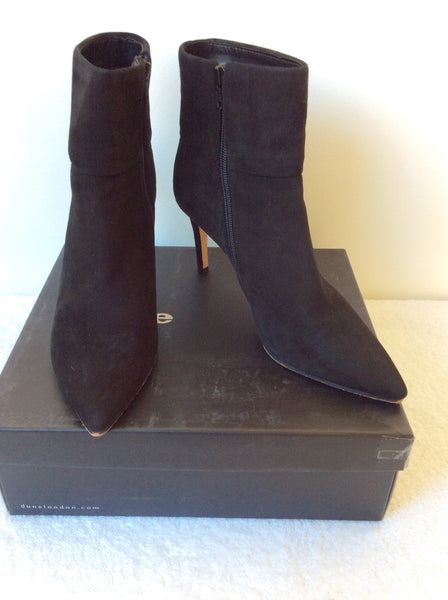 DUNE BLACK SUEDE FOLDED PLAIN DRESSY ANKLE BOOT SIZE 6/39 - Whispers Dress Agency - Sold - 1