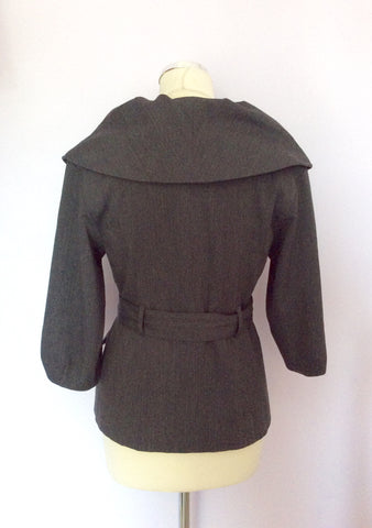 KENNETH COLE DARK GREY DOUBLE BREASTED TIE WAIST JACKET SIZE 8 - Whispers Dress Agency - Womens Coats & Jackets - 3