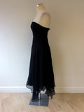 MONSOON BLACK SILK STRAPLESS DRESS SIZE 10