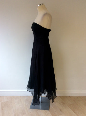 MONSOON BLACK SILK STRAPLESS DRESS SIZE 10