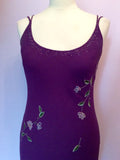 Edina Purple Embroidered & Beaded Silk Dress & Matching Cardigan Size 10/S - Whispers Dress Agency - Sold - 5