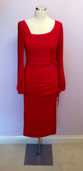 Sara Bernshaw Red Open Long Sleeve Occasion Dress Size 8 - Whispers Dress Agency - Womens Dresses - 1