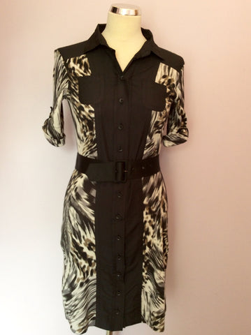 Marccain Sports Black, Brown & White Print Dress Size N3 UK 10/12 - Whispers Dress Agency - Womens Dresses - 3