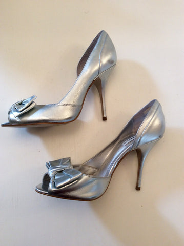 Dune Silver Bow Front Peeptoe Heels Size 6/39 - Whispers Dress Agency - Womens Heels - 4