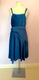 Amanda Wakeley Elements Blue Satin Wrap Style Dress Size 16 - Whispers Dress Agency - Womens Dresses - 3