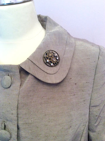 Per Una Grey Linen Blend Occasion Coat Size 14 - Whispers Dress Agency - Womens Coats & Jackets - 2