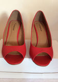 Brand New Red Level Red Peeptoe Striped Wedge Heels Size 7/40 - Whispers Dress Agency - Womens Wedges - 2