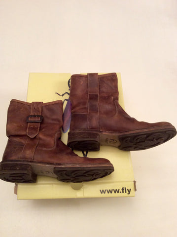 Fly London Ota Camel Brown Leather Ankle Boots Size 5/38 - Whispers Dress Agency - Sold - 5