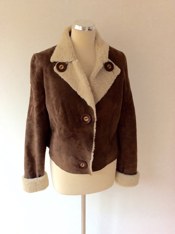 DOM & RUBY BROWN SHEEPSKIN JACKET SIZE 16 - Whispers Dress Agency - Womens Coats & Jackets - 1