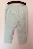 Jaeger Blue & White Pinstripe Cotton Crop Trousers Size 14 - Whispers Dress Agency - Womens Trousers - 2