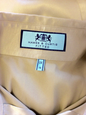 HAWES & CURTIS GOLD MATT SATIN FITTED DOUBLE CUFF SHIRT SIZE 14 - Whispers Dress Agency - Sold - 3