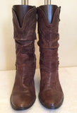 Moda In Pelle Brown Leather Cowboy Boots Size 5/38 - Whispers Dress Agency - Sold - 3