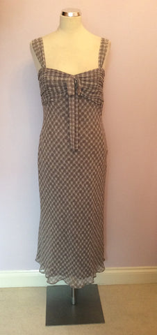 LK Bennett Grey Check Print Silk Dress Size 12 - Whispers Dress Agency - Womens Dresses - 1