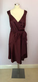 Brand New Amanda Wakeley Elements Burgundy Wine Satin Wrap Dress Size 16 - Whispers Dress Agency - Sold - 2