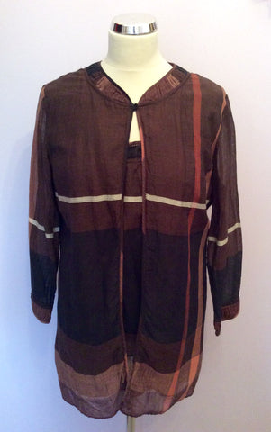 Nitya Terracotta, Brown & Black Cotton Top, Skirt & Jacket Suit Size 14/16 - Whispers Dress Agency - Sold - 2