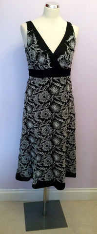 Monsoon Black & White Embroidered Floral Detail Linen Dress - Whispers Dress Agency - Womens Dresses - 1