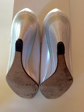 Jane Shilton Pearl White Leather Peeptoe Wedges Size 6.5/39.5 - Whispers Dress Agency - Womens Heels - 4