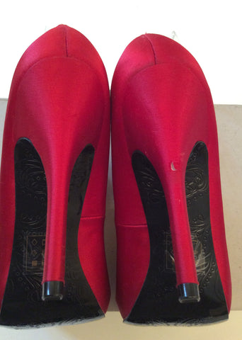 NEW JASPER CONRAN RED SATIN CORSAGE TRIM HEELS SIZE 3/36 - Whispers Dress Agency - Womens Heels - 5